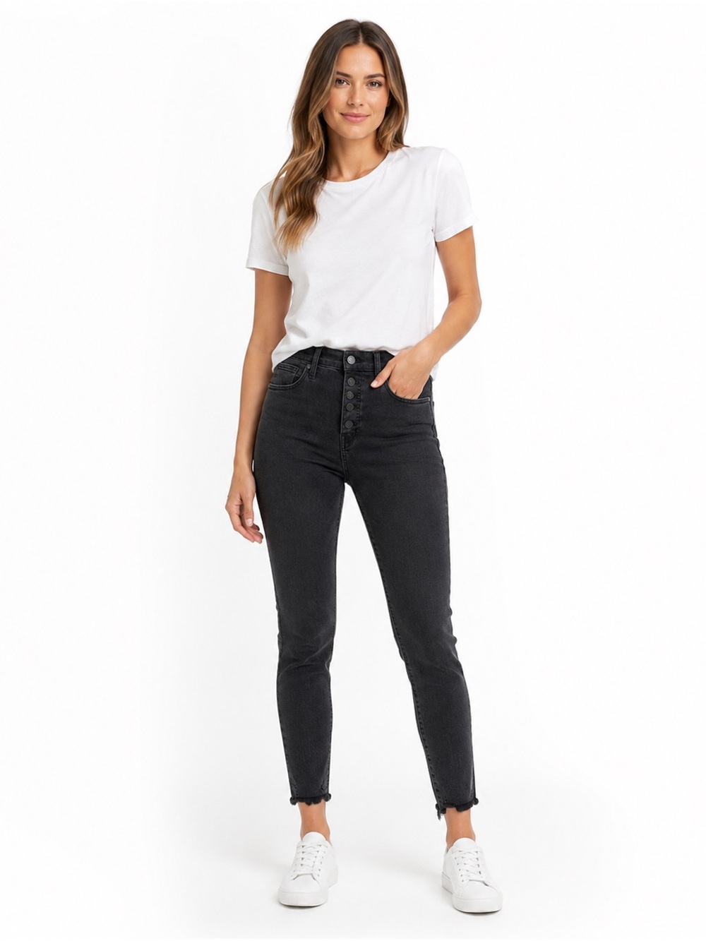 Madewell jeans Button fly mid rise skinny womens size 27 Black